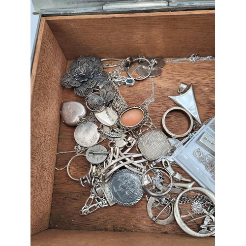 36 - Collection of Silver Jewellery to Include Necklaces, Pendants & Brooches in Pewter box for Cribb... 