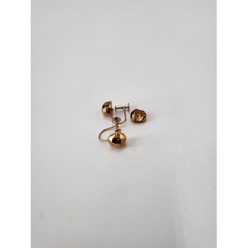 37 - Gold Tooth Along with Pair of 9ct Gold Earrings Weighs 2.6g Include Tooth Filling in Total Weight... 