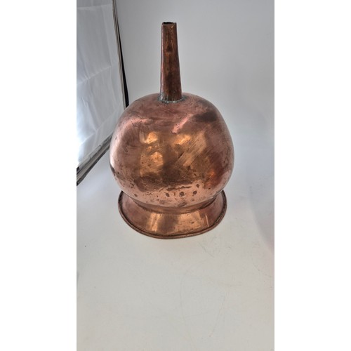 245 - Vintage Copper Funnel & JugFunnel Height 37cmJug Height 27cm