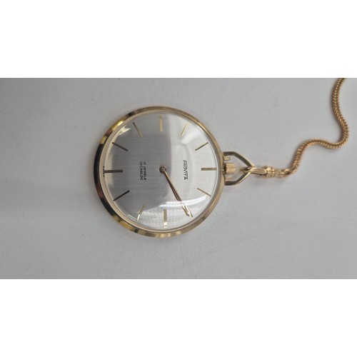 41 - Gold Plated Pro Vita Pocket Watch & Chain