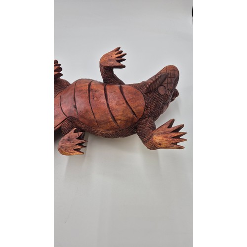 254 - Carved Wooden Iguanas Lizard FigureLength 54cmHeight 15cm