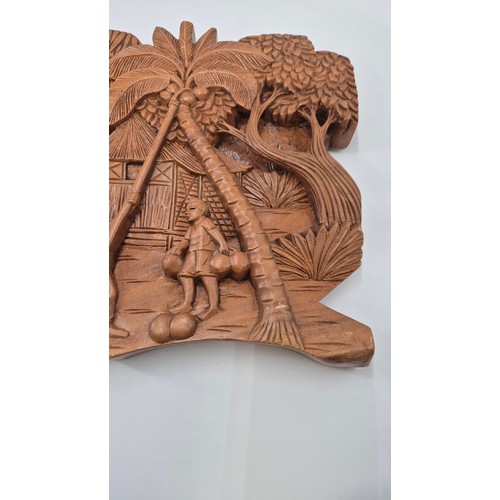 255 - Carved Wooden Wall Art PlaqueHeight 37cmWidth 62cm