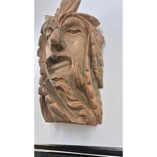 256 - Hand Carved Wooden FaceHeight 44cmWidth 26cm