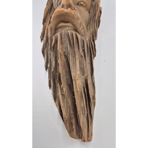 259 - Hand Carved Wooden Male FaceHeight 51cmWidth 23cm