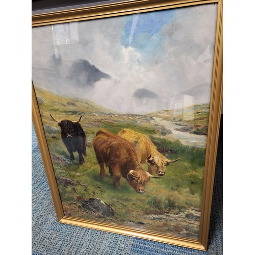 60 - Charles William Middleton (1878-1952)Depicting Cattle in a Highland Scene Measures 64cm Tall by 49cm... 