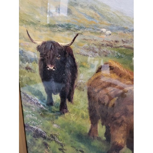 60 - Charles William Middleton (1878-1952)Depicting Cattle in a Highland Scene Measures 64cm Tall by 49cm... 