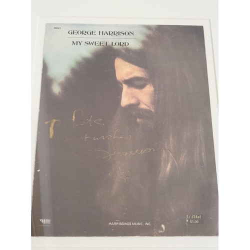 64 - Vintage 1970s George Harrison Genuine Autograph Sheet Music Titled My Sweet Lord Says To Pete Best W... 