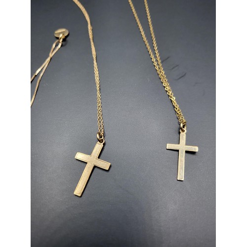 43 - Three 9ct Gold Chains & Pendants Two with Crucifixes & One with Initial E & St Christoph... 