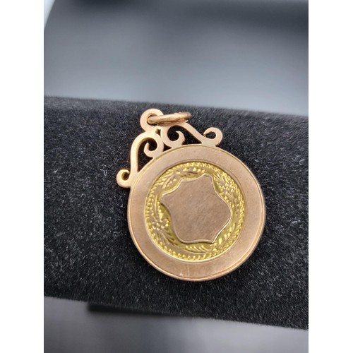 45 - 9ct Gold Fob Medal/pendant Measures 3cm Tall by 2.5cm Wide ( Weighs 5.2g)