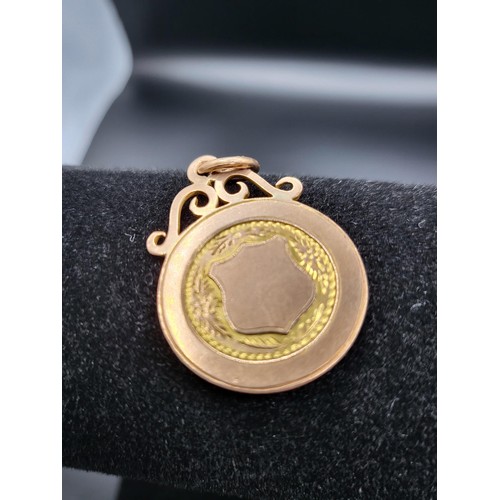 45 - 9ct Gold Fob Medal/pendant Measures 3cm Tall by 2.5cm Wide ( Weighs 5.2g)