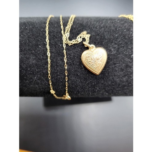 48 - Three 9ct Gold Necklaces with Heart Pendants/Lockets Along with 9ct Bracelet & Separate Pendant ... 