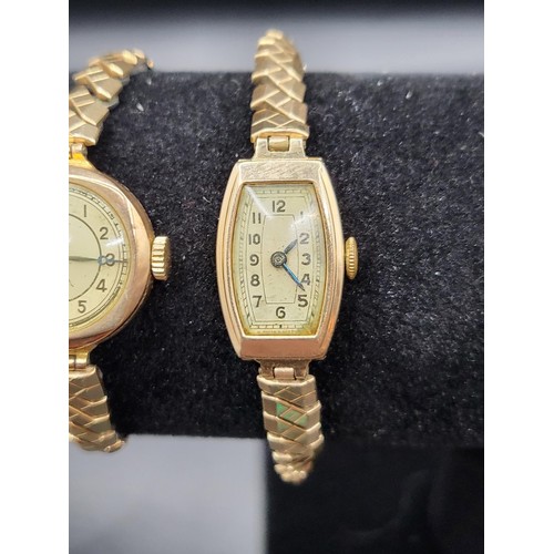 52 - Three 9ct Gold Cased Vintage Ladies Watches All Fully Hallmarked Cases all Gold Plated Straps