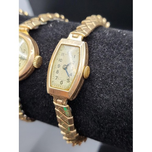 52 - Three 9ct Gold Cased Vintage Ladies Watches All Fully Hallmarked Cases all Gold Plated Straps