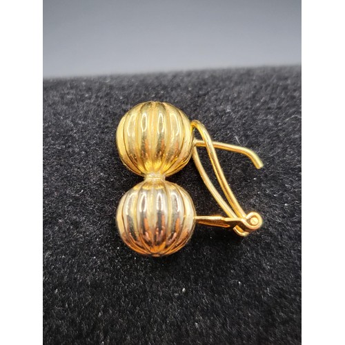 53 - 18ct Gold Double Ball Earrings Fully Hallmarked On Clasp 750A1 Also Electronically Tested Very Good ... 