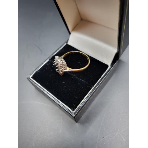 54 - 18ct Gold Sapphire & Diamond Ring Size P ( Weighs 3.6g) very Good Condition Does Have Inscriptio... 