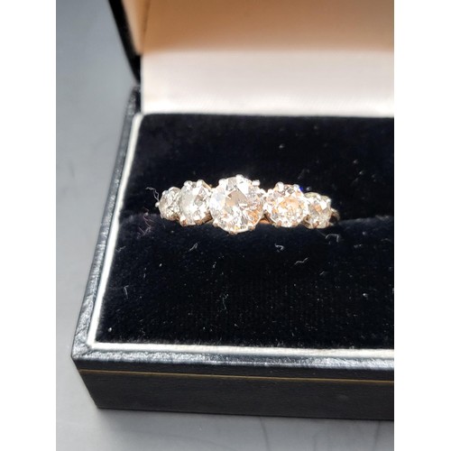 55 - 18ct Gold Five Stone Diamond Ring Item Unhallmarked Probably Worn Away Electronically Tested Gold &a... 