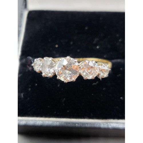 55 - 18ct Gold Five Stone Diamond Ring Item Unhallmarked Probably Worn Away Electronically Tested Gold &a... 