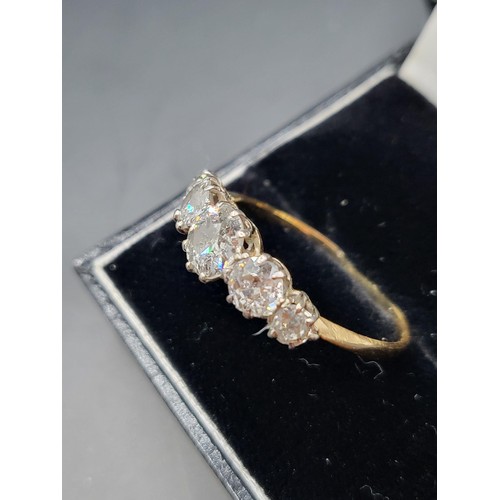 55 - 18ct Gold Five Stone Diamond Ring Item Unhallmarked Probably Worn Away Electronically Tested Gold &a... 