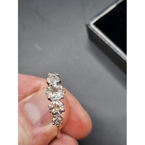 55 - 18ct Gold Five Stone Diamond Ring Item Unhallmarked Probably Worn Away Electronically Tested Gold &a... 