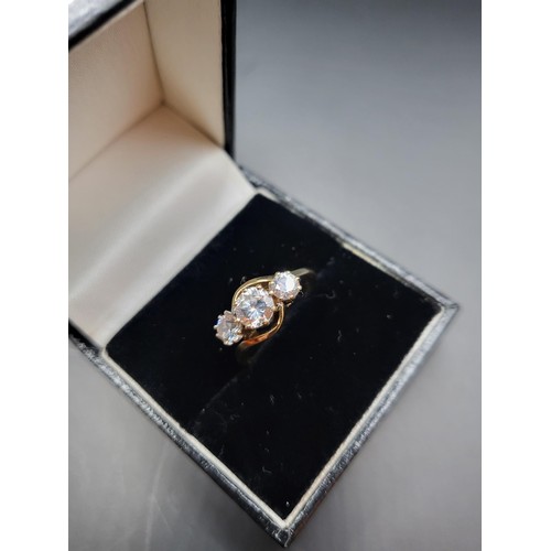 56 - 9ct Gold Cubic Zirconia Fully Hallmarked Ring Size N (Weighs 2.7g)