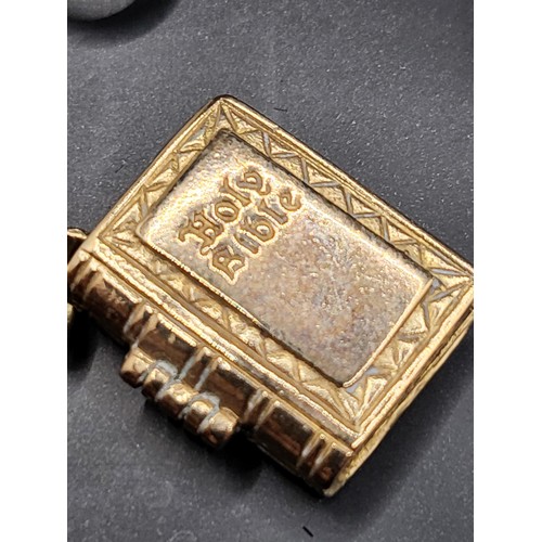 57 - 9ct Gold Holy Bible Pendant & Cross Other Two Items Scrap (Weight 7.4g)