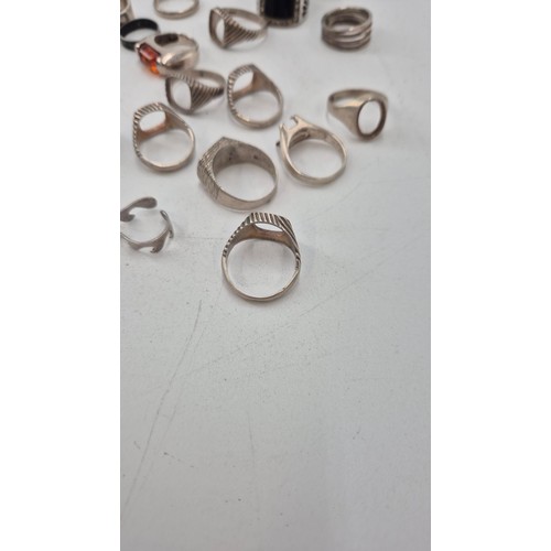 264 - Collection of Sterling Silver Rings Weigh 128g