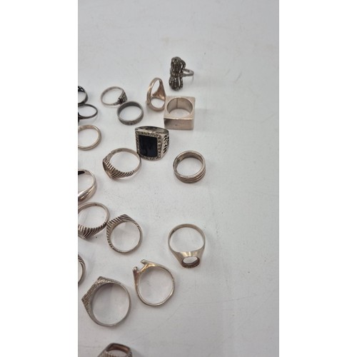 264 - Collection of Sterling Silver Rings Weigh 128g