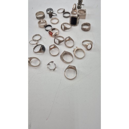 264 - Collection of Sterling Silver Rings Weigh 128g