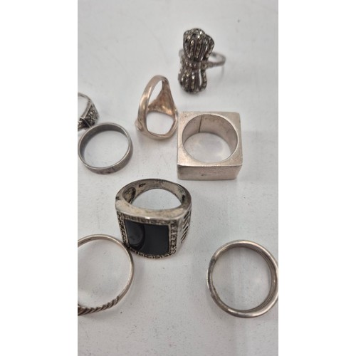 264 - Collection of Sterling Silver Rings Weigh 128g