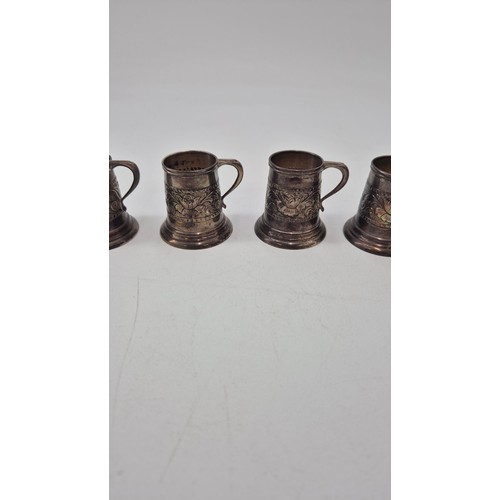 266 - Six Miniature Sterling Silver Tankards Weigh 129g