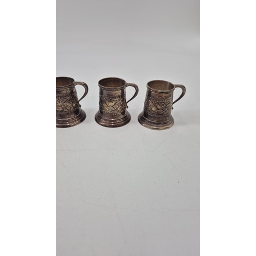 266 - Six Miniature Sterling Silver Tankards Weigh 129g