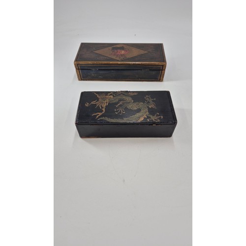 283 - Two Hand Painted Vintage Wooden BoxesLength 27cm and 22cmHeight 6cm & 7cmWidth 10cm & 12cm... 