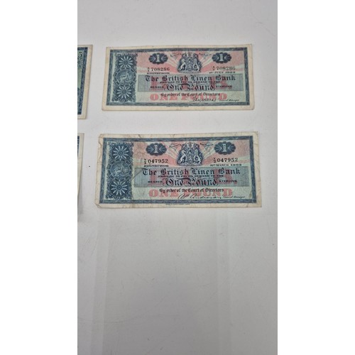 288 - British Linen 1960's Two £5.00 Notes & Two £1.00 Notes