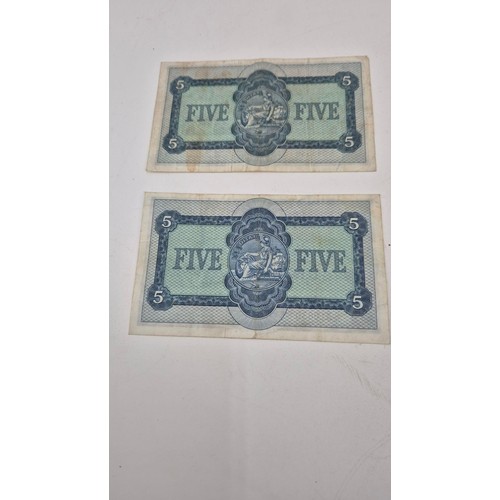 288 - British Linen 1960's Two £5.00 Notes & Two £1.00 Notes