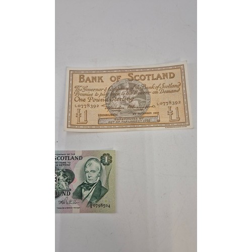 289 - Bank of Scotland 1974 £5.00 NoteBank of Scotland 1950 £1.00 NoteBank of Scotland 1979 £1.00 Note... 