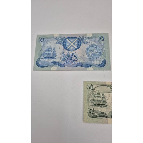 289 - Bank of Scotland 1974 £5.00 NoteBank of Scotland 1950 £1.00 NoteBank of Scotland 1979 £1.00 Note... 