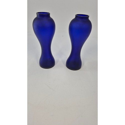 293 - Two Art Deco Blue Glass Vases Height 20cm