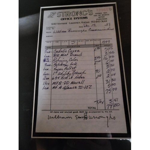 73 - William Seward Burroughs American Writer & Artist Signed Receipt Dated 1988