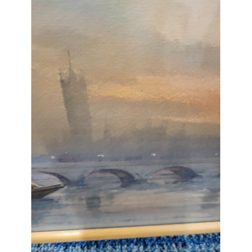 85 - Charles Hannaford Jnr (British, 20th century) Original Watercolour Depicting Westminster Bridge &... 