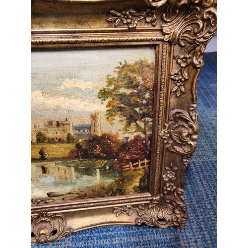 91 - Original Oil Painting by J.M.Dodds Depicting a Castle Measures 59cm Long by 44cm Tall