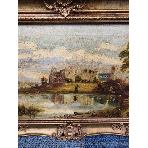 91 - Original Oil Painting by J.M.Dodds Depicting a Castle Measures 59cm Long by 44cm Tall