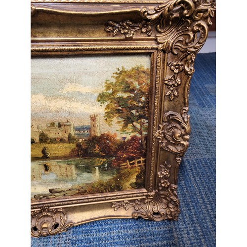 91 - Original Oil Painting by J.M.Dodds Depicting a Castle Measures 59cm Long by 44cm Tall