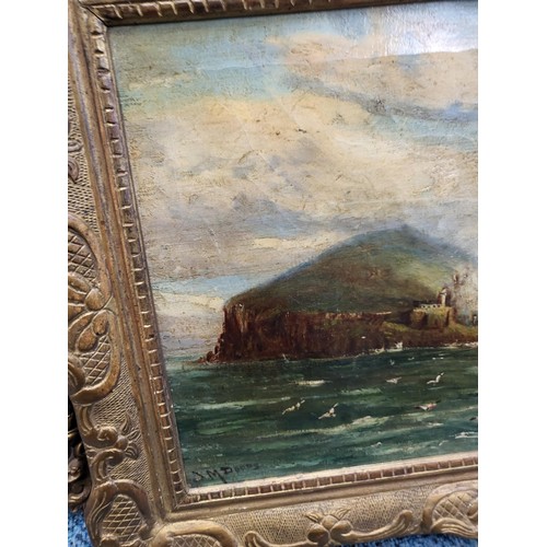 92 - Original Oil Painting by J.M.Dodds Depicting the Bass Rock North Berwick Scene Measures 56cm Long by... 