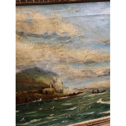 92 - Original Oil Painting by J.M.Dodds Depicting the Bass Rock North Berwick Scene Measures 56cm Long by... 