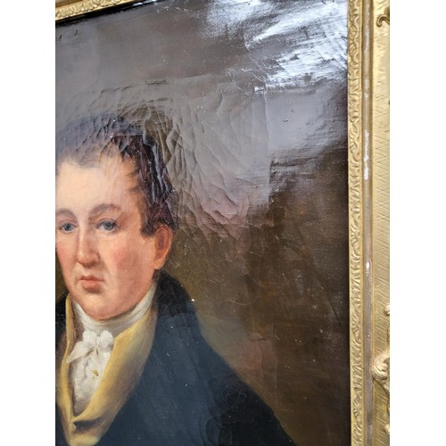 95 - Large Georgian Original Portrait Painting in Heavy Gilt Ornate Frame which Does Have Damage But Stil... 