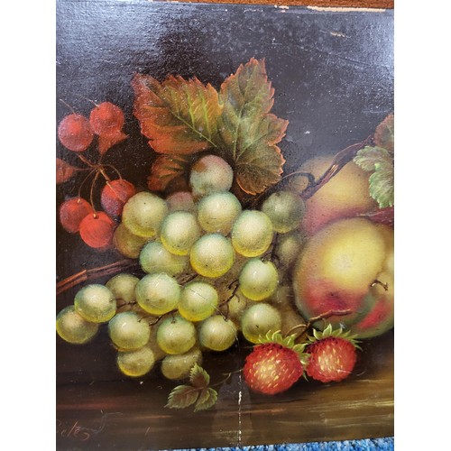 106 - Edwin Steele Original Still Life on Porcelain Depicting Fruit Very Well Painted Unfortunately The Po... 