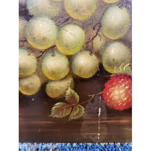 106 - Edwin Steele Original Still Life on Porcelain Depicting Fruit Very Well Painted Unfortunately The Po... 