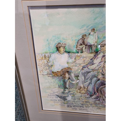 86 - Original Watercolor Depicting Old Fisherman at Anstruther Harbor Signed portckmouth Very Well Execut... 