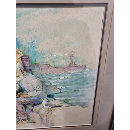 86 - Original Watercolor Depicting Old Fisherman at Anstruther Harbor Signed portckmouth Very Well Execut... 