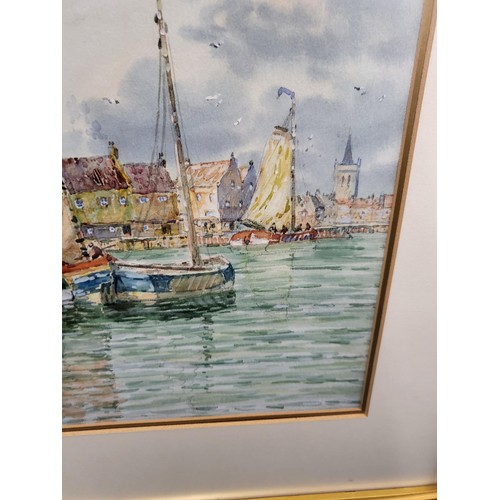 88 - John Hamilton Glass Original Watercolor Depicting Boats Signed Lower Left Measures 64cm Tall by 51cm... 